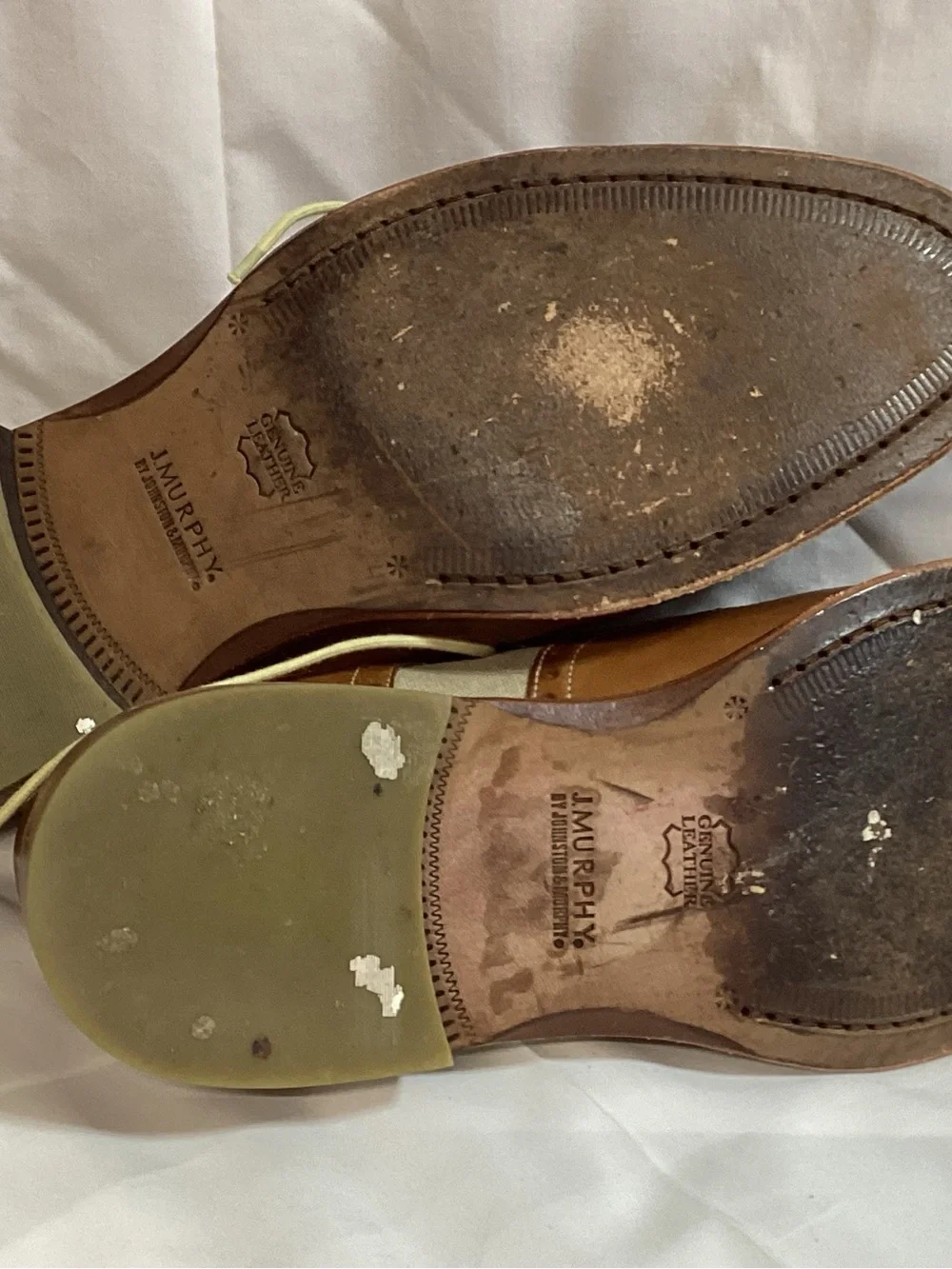 Johnston & Murphy Brown Leather and Beige Canvas Wingtip Oxfords
